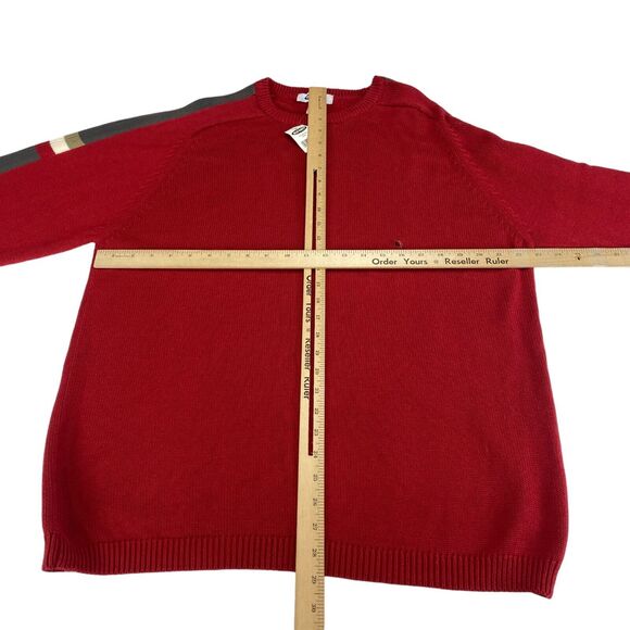 Old Navy Sweater Mens XL Red Knit 100% Cotton Long Sleeve Crew Neck Pullover - Picture 4 of 10